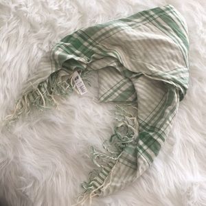 GREEN & WHITE PLAID SCARF